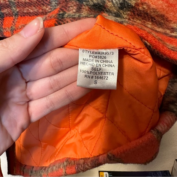 EN MERCI orange plaid single breasted shacket coat S - Picture 9 of 12